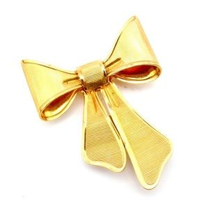 Vintage Avon Gold Toned Ribbed Bow Brooch